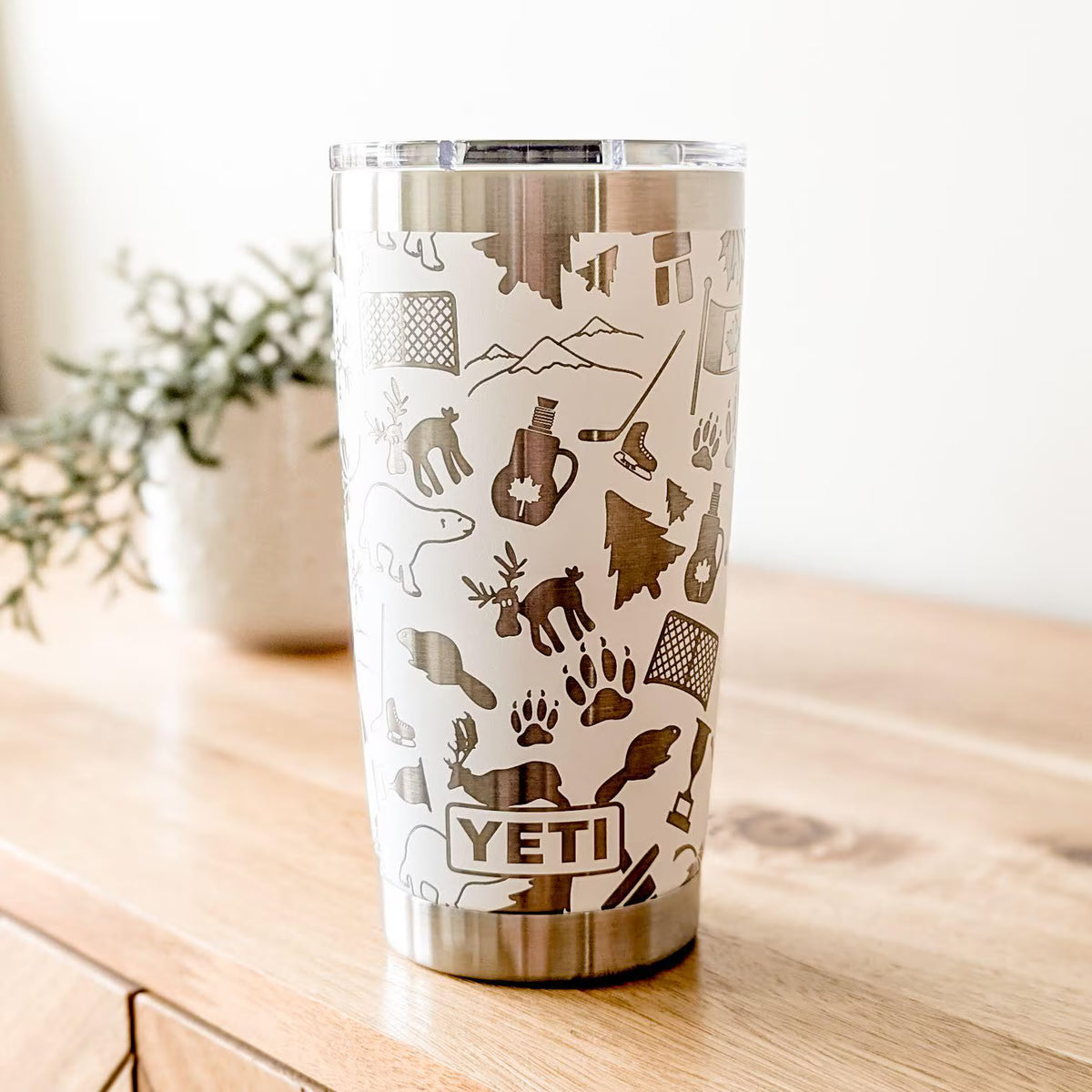 "Canada Strong" 360° Laser Engraved Tumbler - Canadian Pride Gift - White