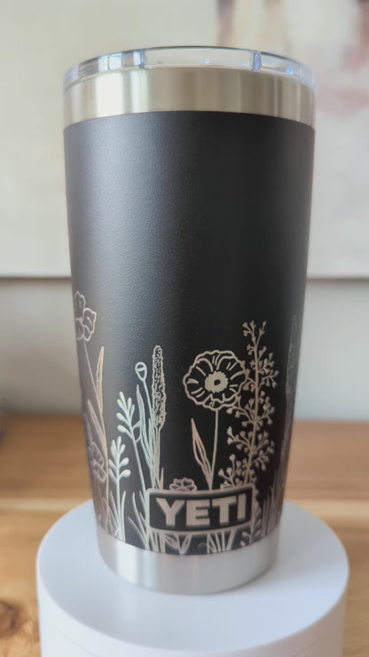 "Wildflowers" 360 Laser Engraved Tumbler - Floral Aesthetic Gift for Gardeners & Nature Lovers - Authentic YETI