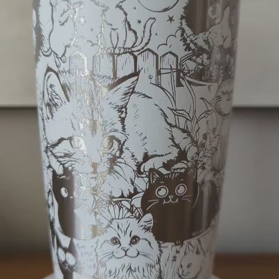 "Funny Cats" 360° Laser Engraved Tumbler - Hilarious Gift for Cat Moms, Pet Lovers & Crazy Cat Ladies - Authentic YETI