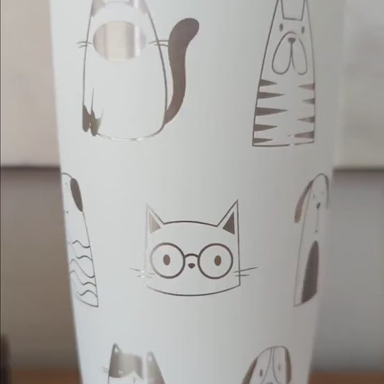 "Cats and Dogs" 360° Laser Engraved Tumbler - Ultimate Gift for Pet Parents, Animal Lovers & Multi-Pet Households - Authentic YETI