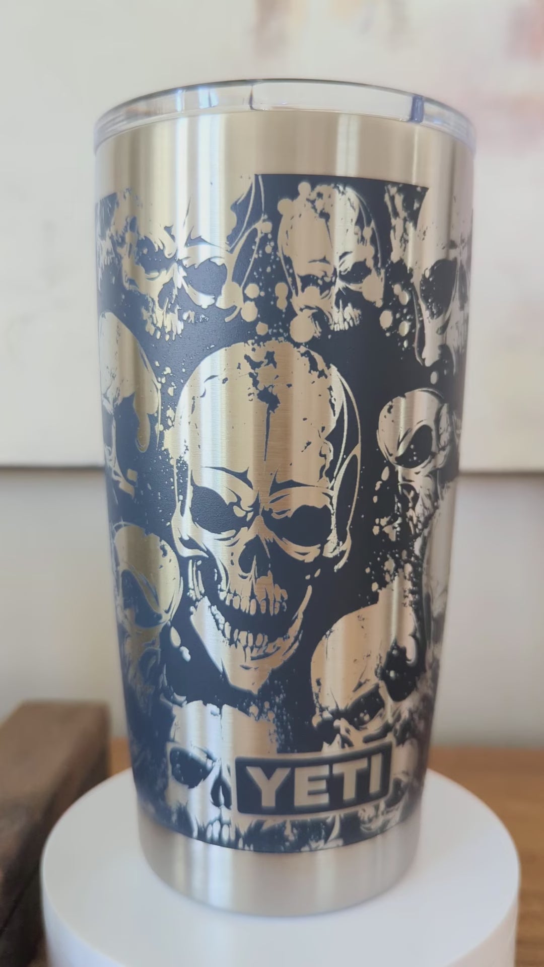 Gothic Evil Skulls 360 Laser Engraved Tumbler - Macabre Aesthetic Gift for Him or Her - Authentic Yeti
