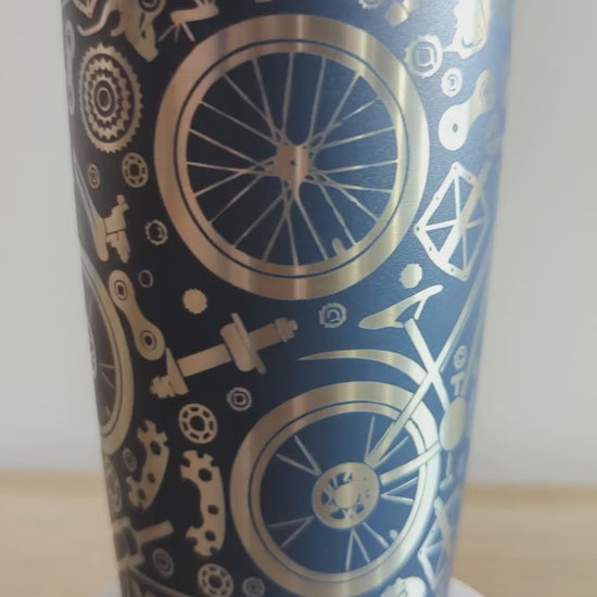 "Bicycle Parts" 360° Laser Engraved Tumbler — Cycling Gift for Cyclists & Mountain Bikers — Authentic YETI