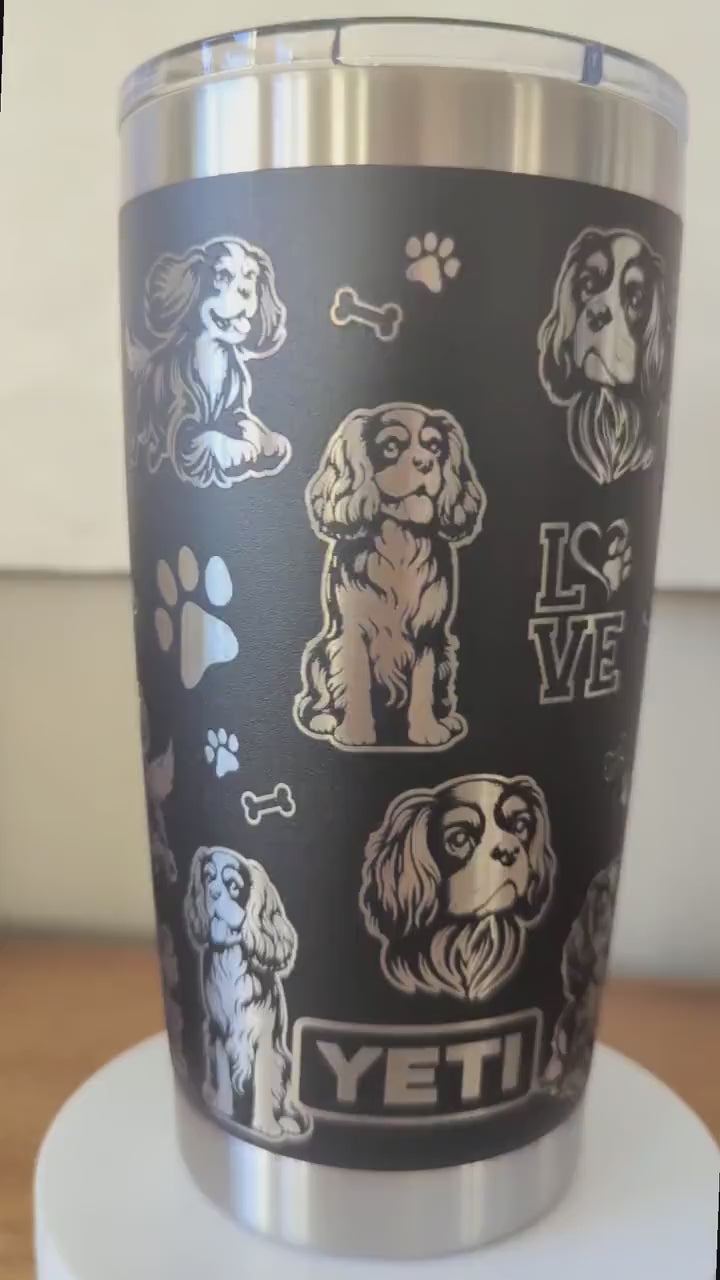 "Cavalier King Charles Spaniel" Dog Breed 360° Laser Engraved Tumbler - Premium Gift for Cavalier Moms & Spaniel Lovers - Authentic YETI