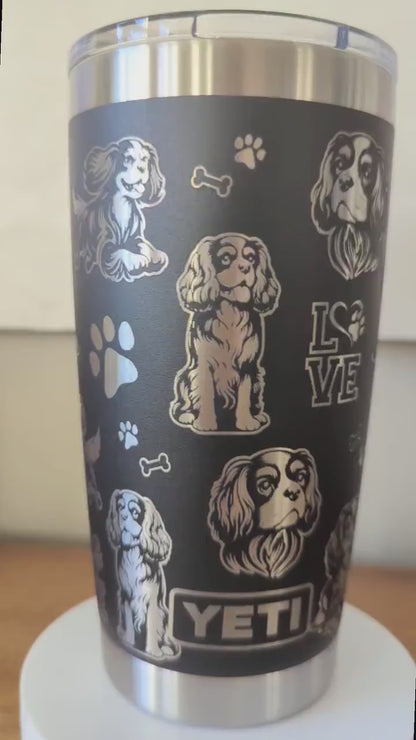 "Cavalier King Charles Spaniel" Dog Breed 360° Laser Engraved Tumbler - Premium Gift for Cavalier Moms & Spaniel Lovers - Authentic YETI