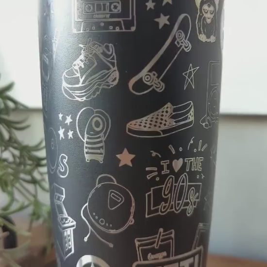 "90s Kid" 360 Laser Engraved Tumbler - Retro Nostalgia Millennial Gift & Aesthetic Throwback - Authentic YETI