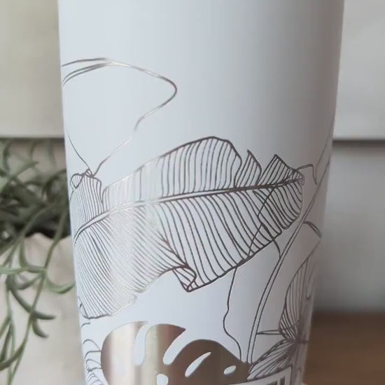 "Grow Wild" Monstera Leaf 360° Laser Engraved Tumbler - Plant Lover Gift - Authentic YETI
