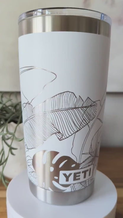 "Grow Wild" Monstera Leaf 360° Laser Engraved Tumbler - Plant Lover Gift - Authentic YETI