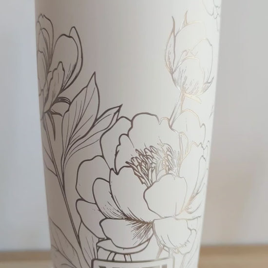 In Full Bloom" 360° Laser Engraved Peony Tumbler — Floral Gift for Gardeners & Nature Lovers — Authentic YETI
