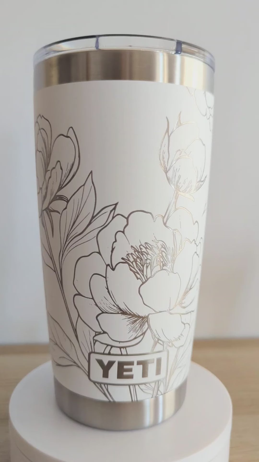 In Full Bloom" 360° Laser Engraved Peony Tumbler — Floral Gift for Gardeners & Nature Lovers — Authentic YETI