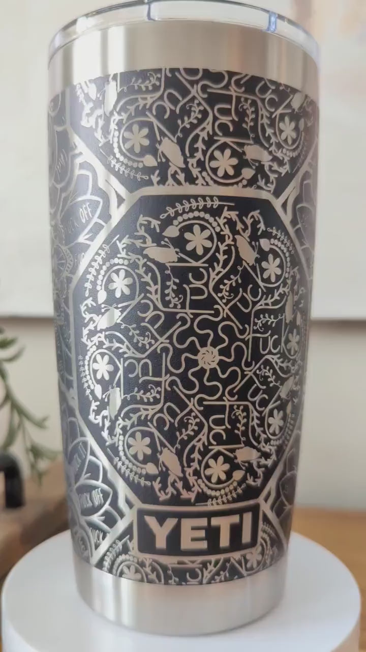  "Zen and Profanity" Mandala Tumbler - Lifestyle Shot
