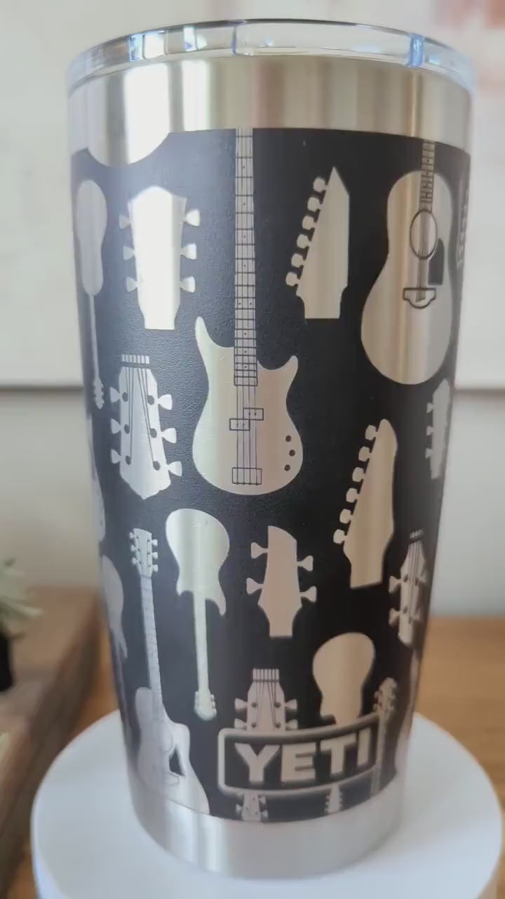 Acoustic & Electric Guitars 360° Laser Engraved Tumbler - Personalized Gift for Musicians & Guitar Players - Authentic YETI