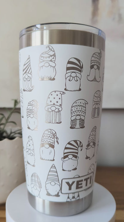 "Chillin' With My Gnomies" 360° Laser Engraved Tumbler - Whimsical Holiday Gift for Gnome Lovers & Garden Enthusiasts - Authentic YETI