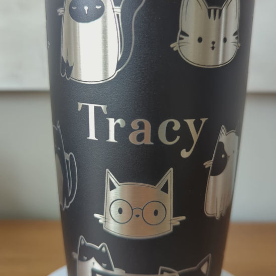 "All the Cats" Laser Engraved Tumbler - Black