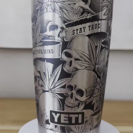 "High Life" Marijuana Leaf 360 Laser Engraved Tumbler - Edgy Cannabis Culture Gift for Stoners - Authentic YETI