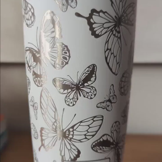 "Beautiful Butterflies" 360° Laser Engraved Tumbler - Whimsical Gift for Gardeners, Boho Aesthetic & Nature Lovers - Authentic YETI