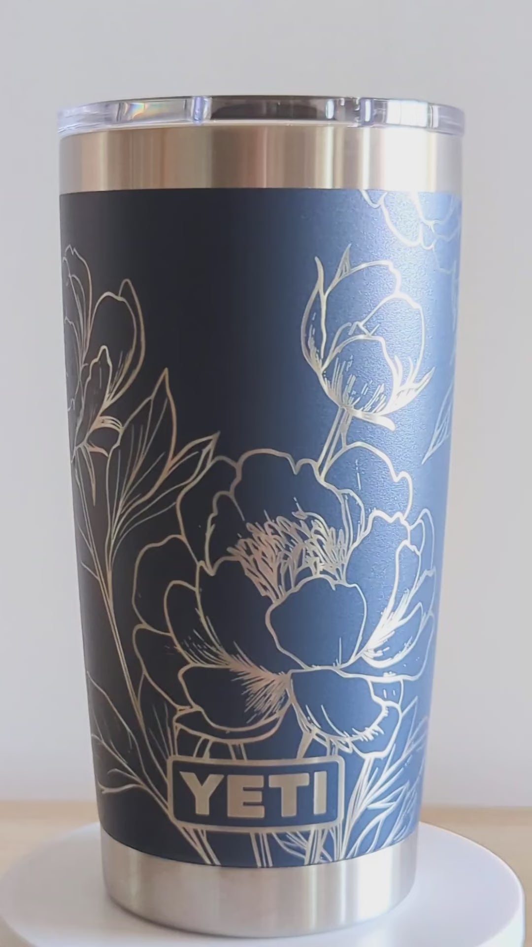 In Full Bloom" 360° Laser Engraved Peony Tumbler — Floral Gift for Gardeners & Nature Lovers — Authentic YETI