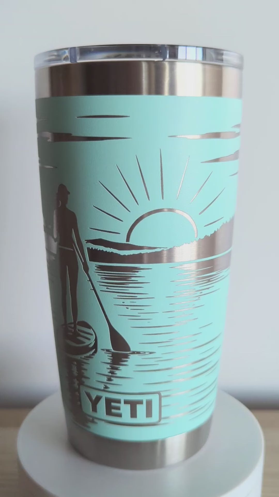 "Sunset Paddler" SUP 360° Laser Engraved Tumbler - Lake Gift for Paddleboarders & Outdoor Lovers - Authentic YETI